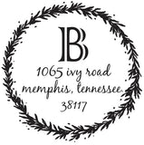 Wreath Monogram Address Stamp
