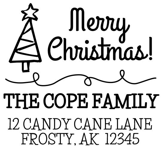 Merry Christmas Tree Address Stamp